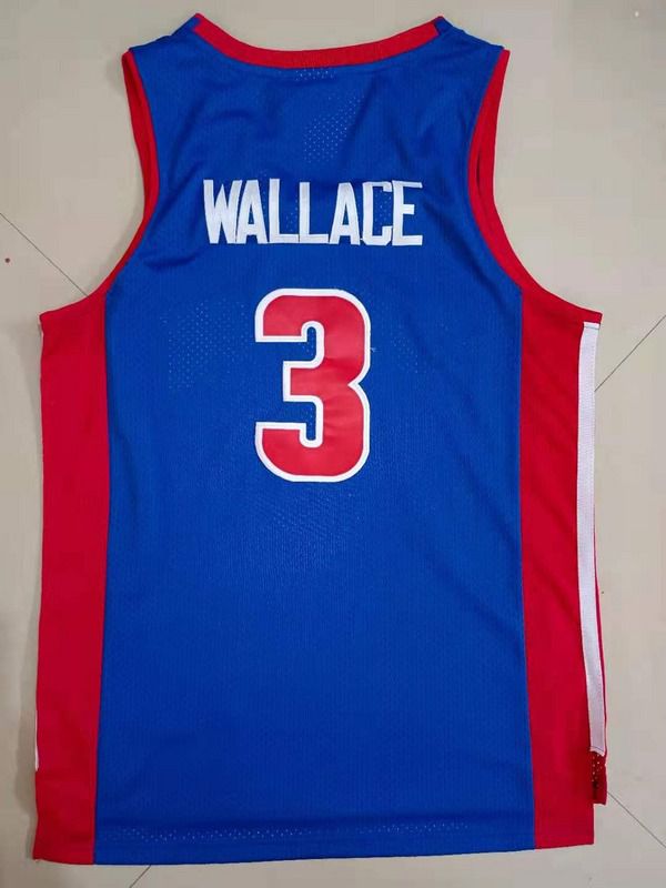 Men Detroit Pistons 3 Wallace Blue Throwback 2021 NBA Jersey